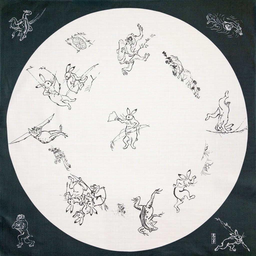 Furoshiki - Green & White Choju Jinbutsu Giga