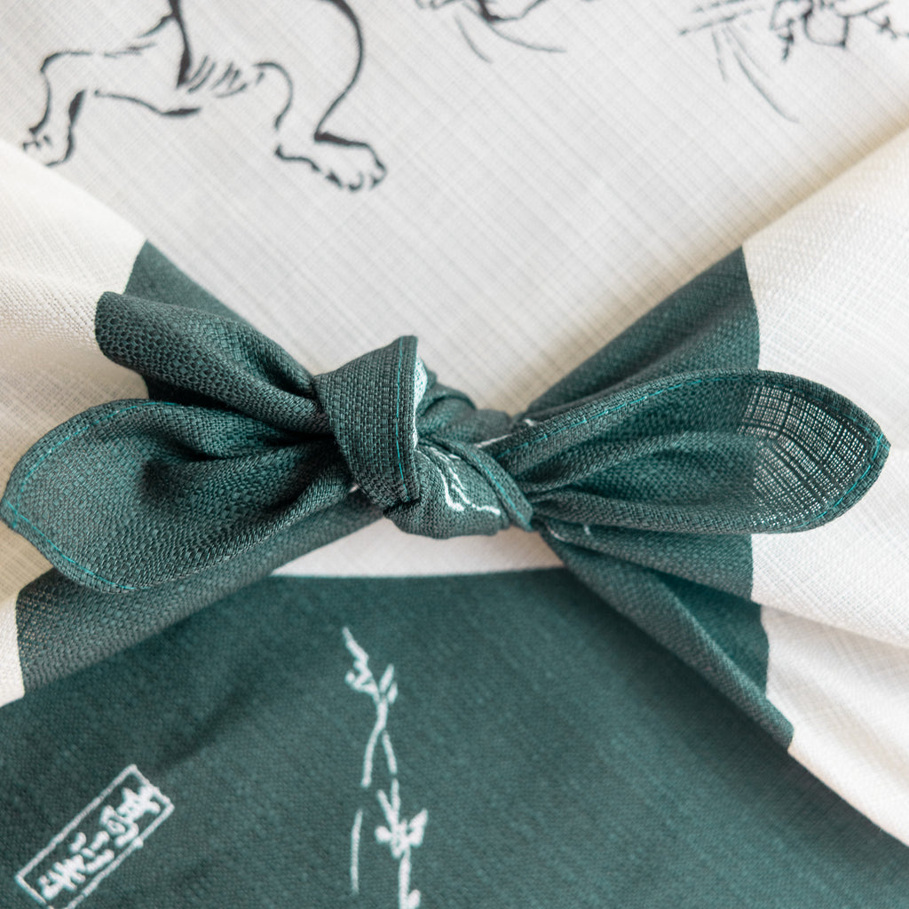 Furoshiki - Green & White Choju Jinbutsu Giga